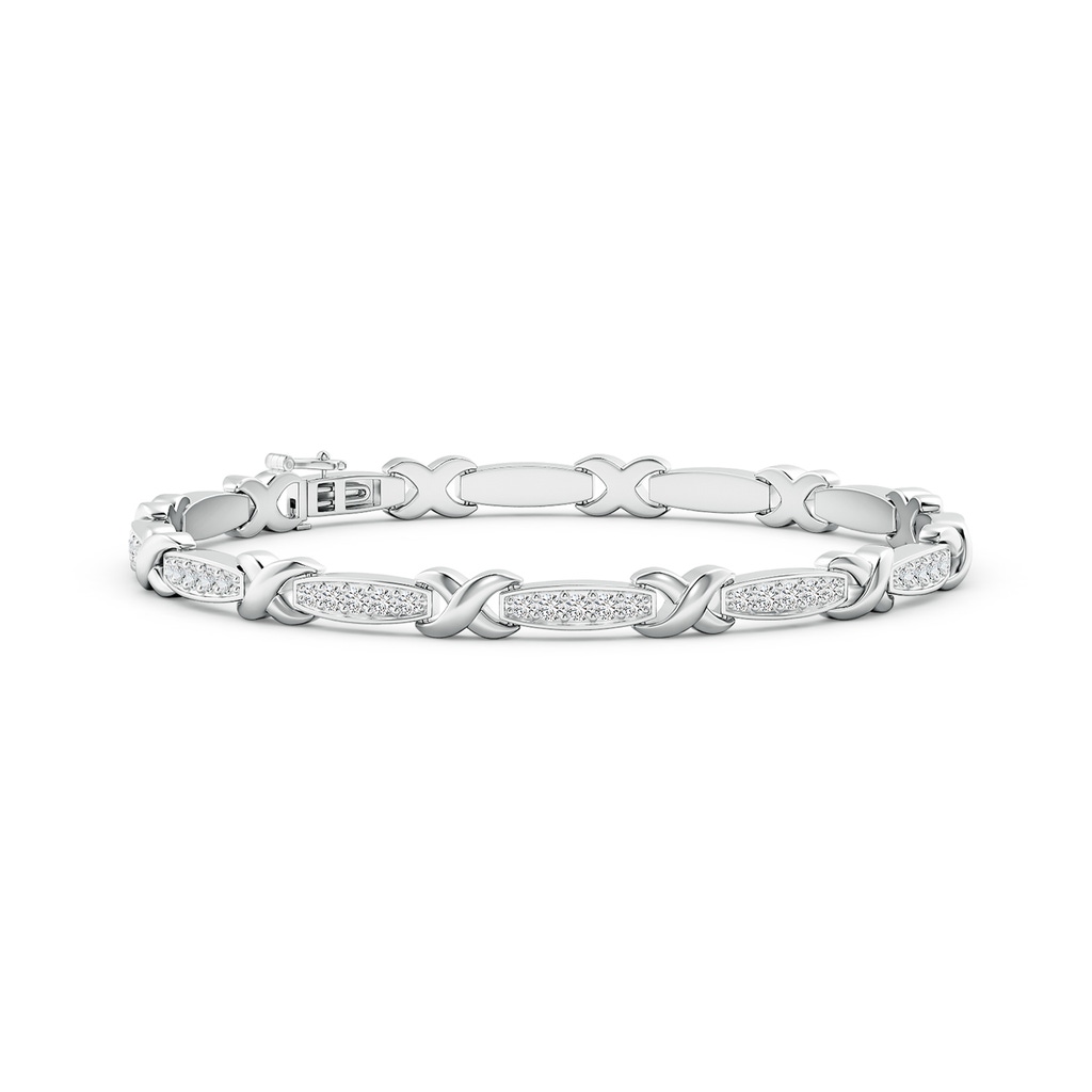 1.3mm HSI2 Pave-Set Diamond Stackable Bracelet with 'X' Motifs in White Gold