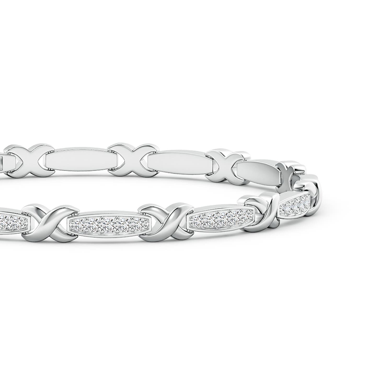 1.3mm HSI2 Pave-Set Diamond Stackable Bracelet with 'X' Motifs in White Gold - side 2