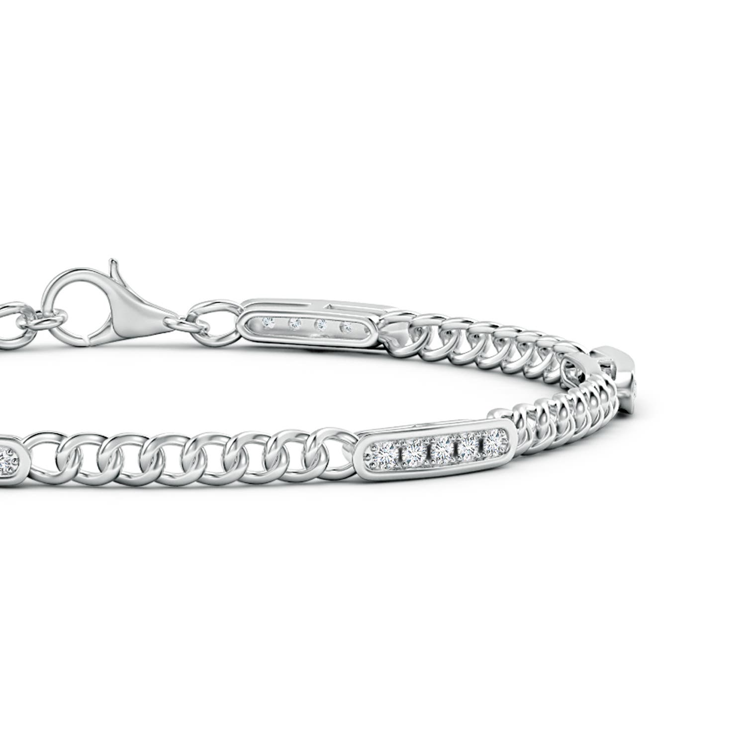 1.45mm GVS2 Pave-Set Diamond Station Curb Chain Bracelet in White Gold - side 2