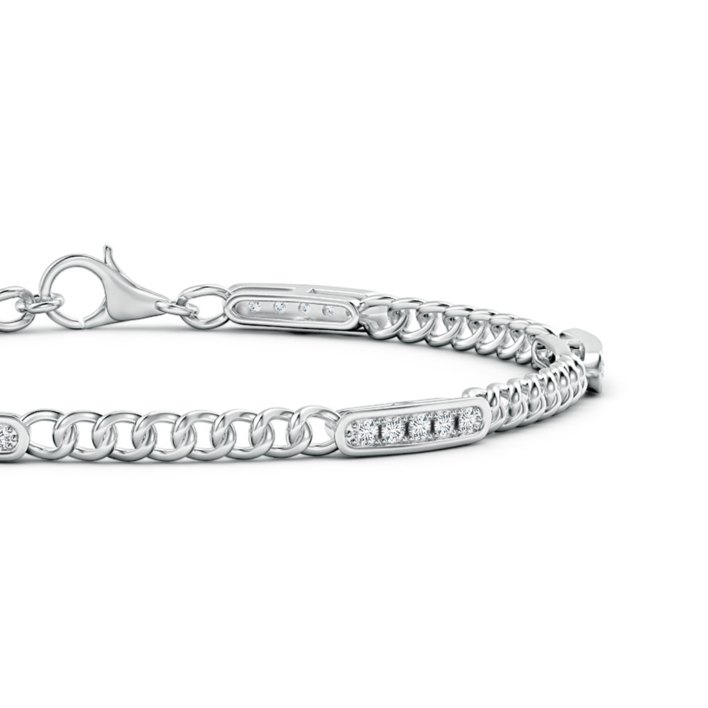 1.45mm GVS2 Pave-Set Diamond Station Curb Chain Bracelet in White Gold Side 199