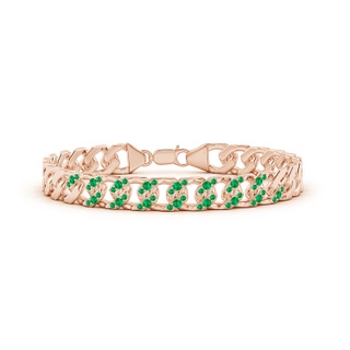 2.1mm AAA Emerald Curb Chain Link Bracelet in 10K Rose Gold
