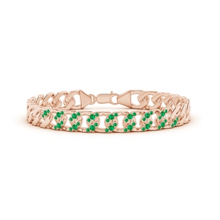 2.1mm AAA Emerald Curb Chain Link Bracelet in Rose Gold