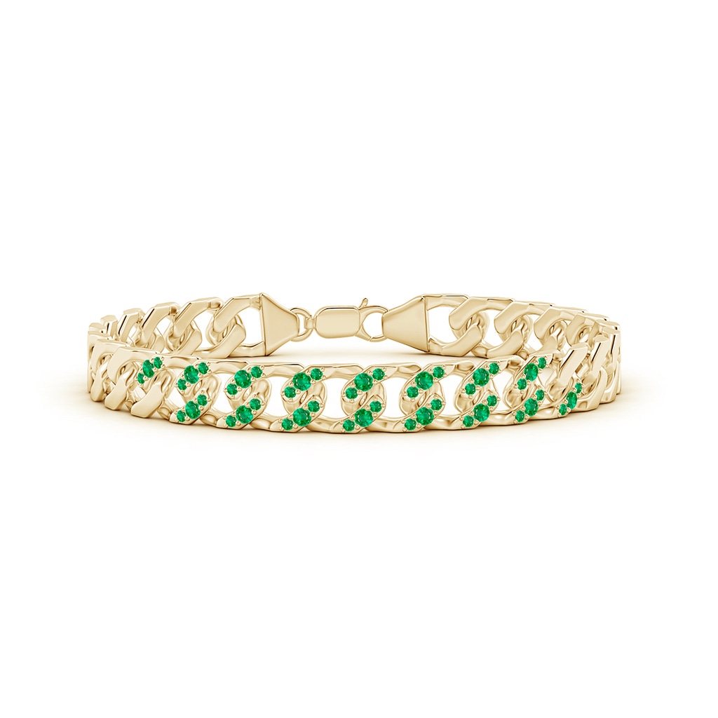 2.1mm AAA Emerald Curb Chain Link Bracelet in Yellow Gold