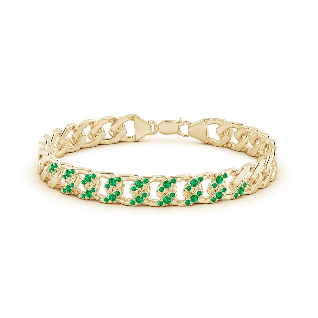 2.1mm AAA Emerald Curb Chain Link Bracelet in Yellow Gold - side 199