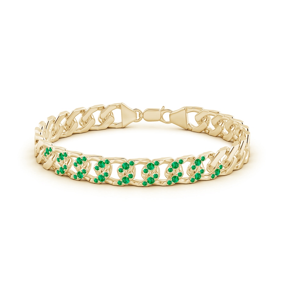 2.1mm AAA Emerald Curb Chain Link Bracelet in Yellow Gold side 199