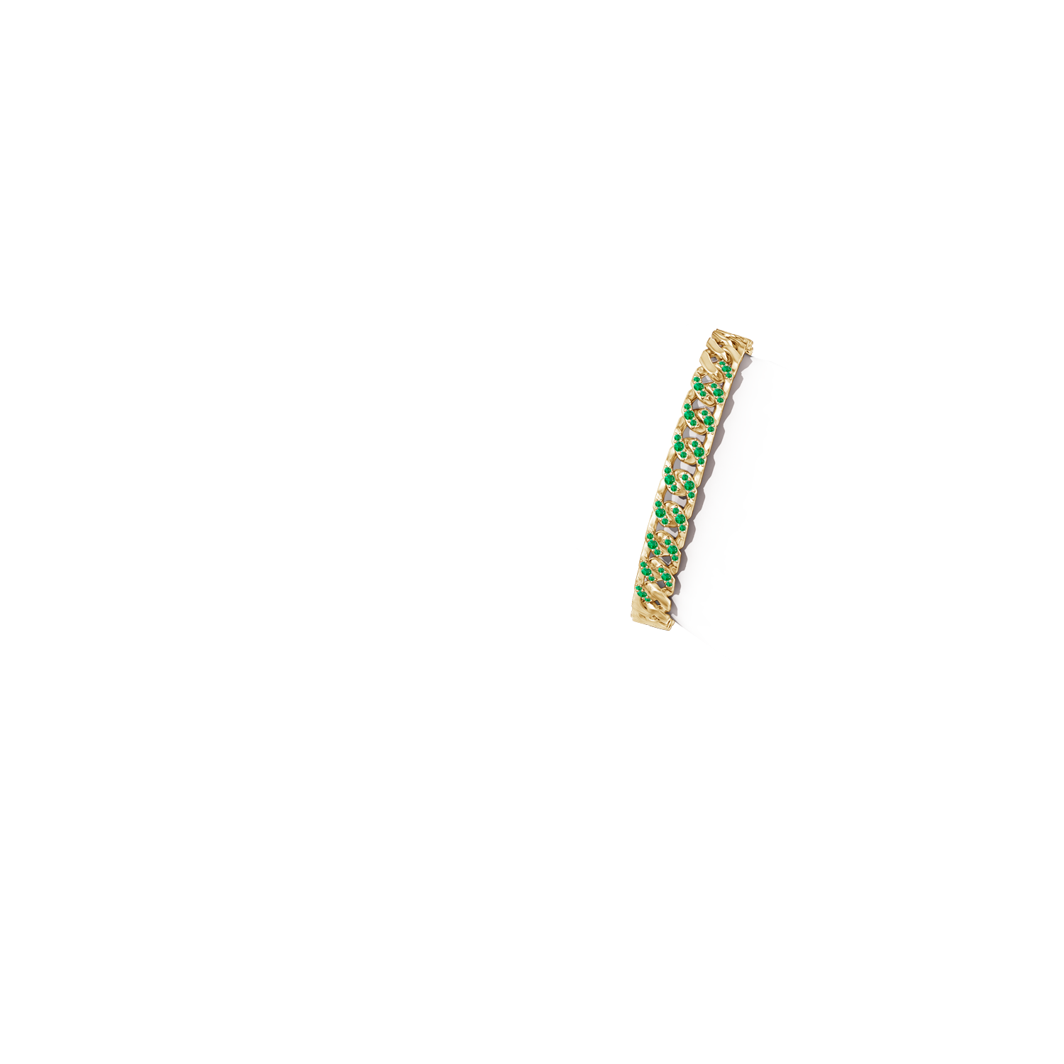 2.1mm AAA Emerald Curb Chain Link Bracelet in Yellow Gold - body_arm
