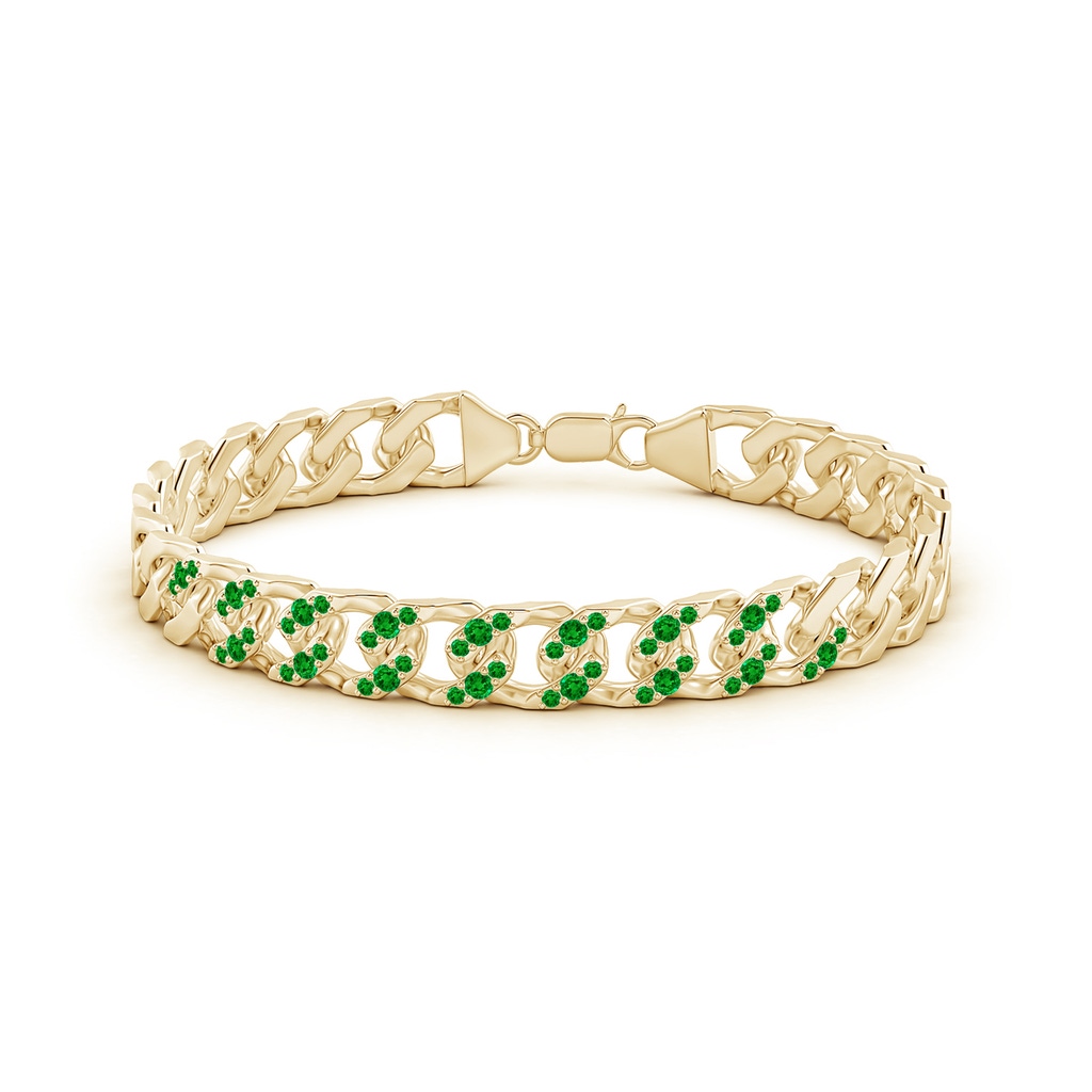 2.1mm AAAA Emerald Curb Chain Link Bracelet in Yellow Gold - side 199