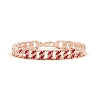 2.1mm AA Ruby Curb Chain Link Bracelet in Rose Gold