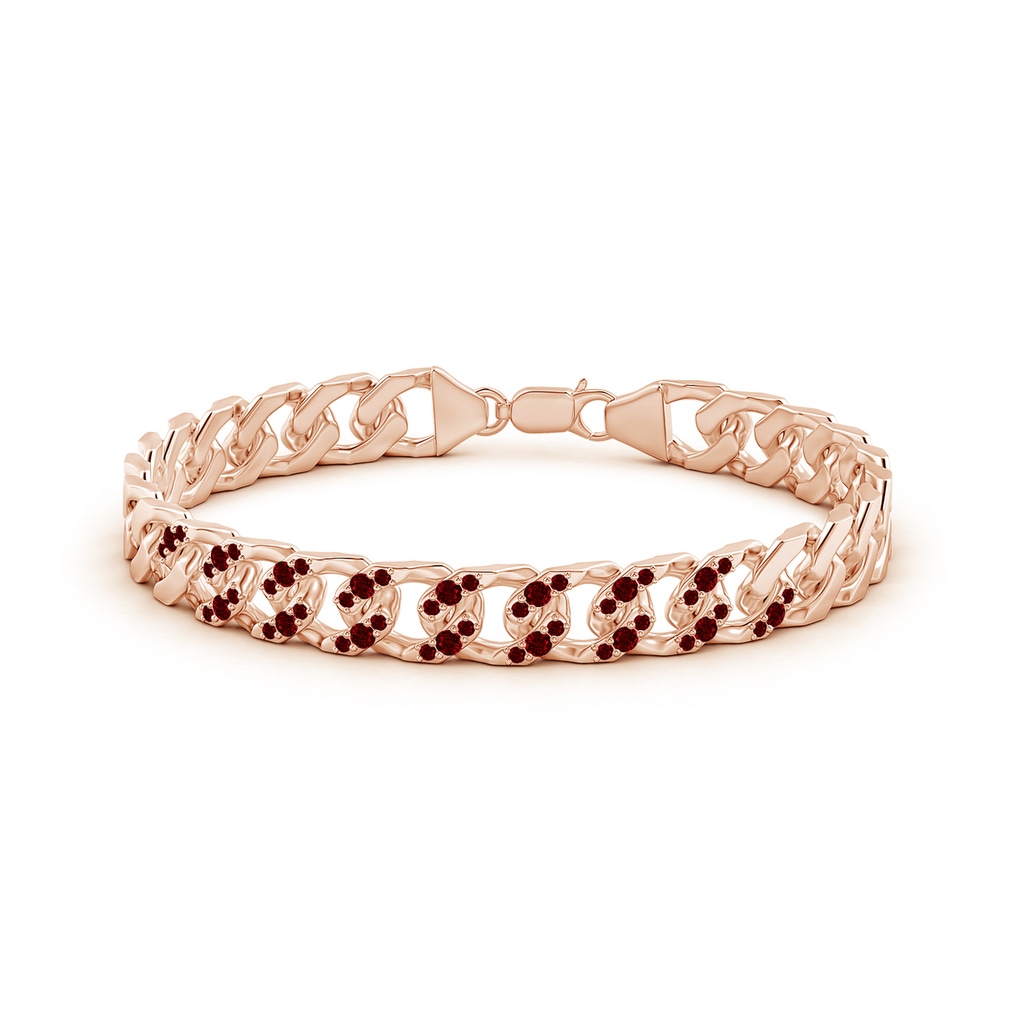 2.1mm AAAA Ruby Curb Chain Link Bracelet in Rose Gold - side 199