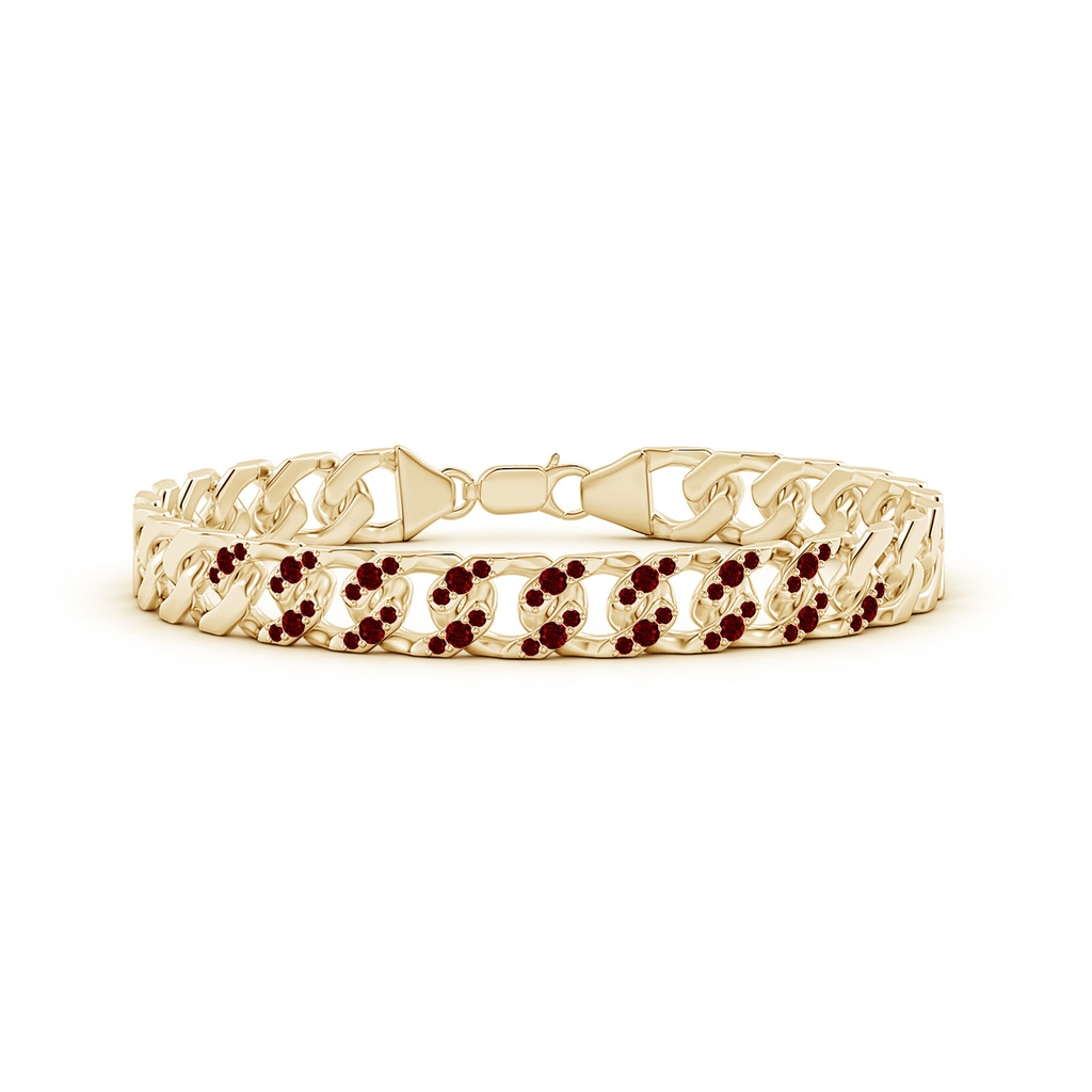 2.1mm AAAA Ruby Curb Chain Link Bracelet in Yellow Gold