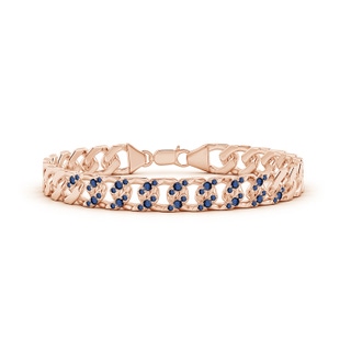 2.1mm AA Blue Sapphire Curb Chain Link Bracelet in 10K Rose Gold