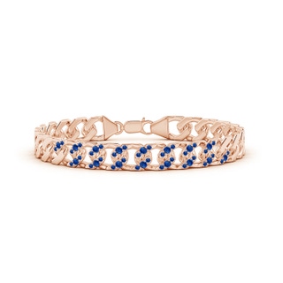 2.1mm AAA Blue Sapphire Curb Chain Link Bracelet in Rose Gold