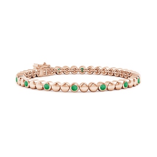 2.7mm A Alternating Bezel-Set Emerald Stackable Bracelet in Rose Gold