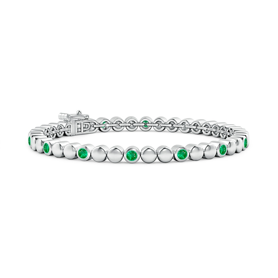 2.7mm AAA Alternating Bezel-Set Emerald Stackable Bracelet in White Gold 