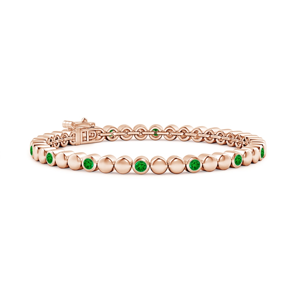 2.7mm AAAA Alternating Bezel-Set Emerald Stackable Bracelet in Rose Gold