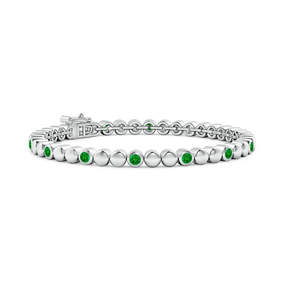 2.7mm AAAA Alternating Bezel-Set Emerald Stackable Bracelet in White Gold 