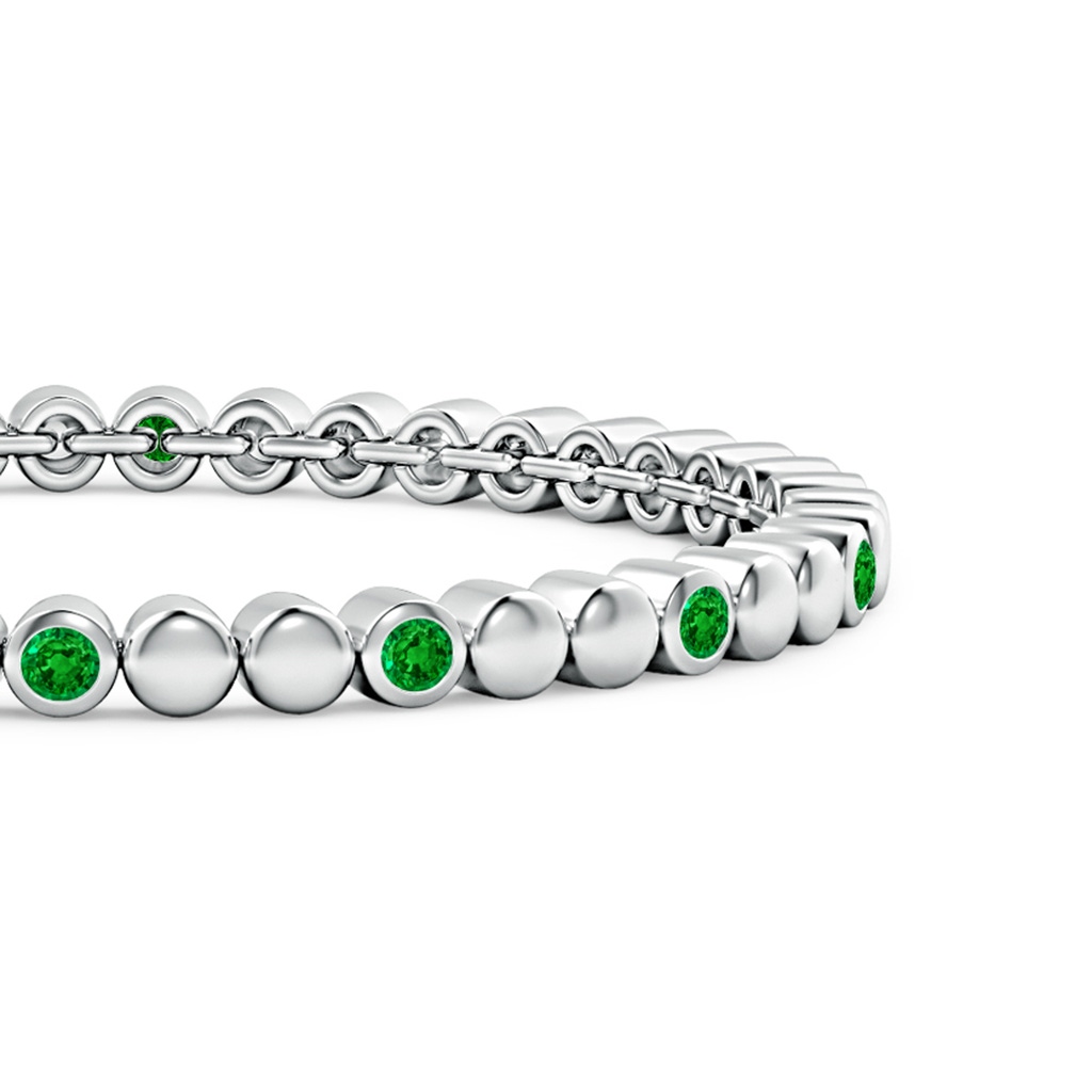 2.7mm AAAA Alternating Bezel-Set Emerald Stackable Bracelet in White Gold Side-1
