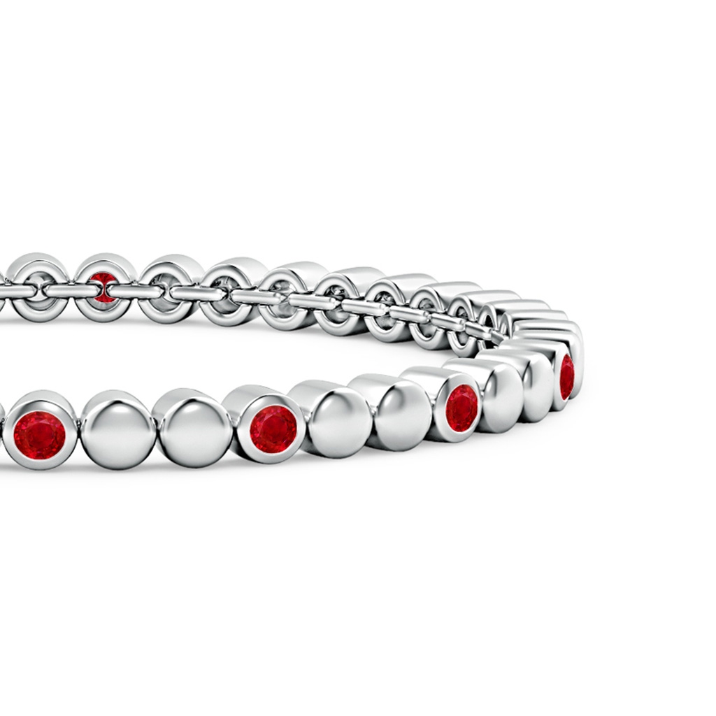 2.7mm AAA Alternating Bezel-Set Ruby Stackable Bracelet in White Gold Side-1