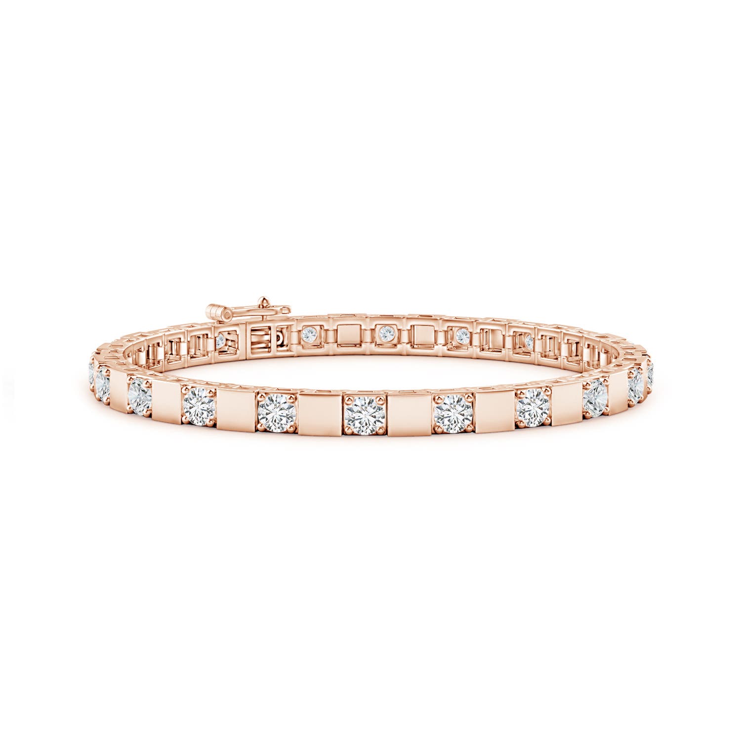 3.4mm HSI2 Diamond Square Link Stackable Bracelet in Rose Gold