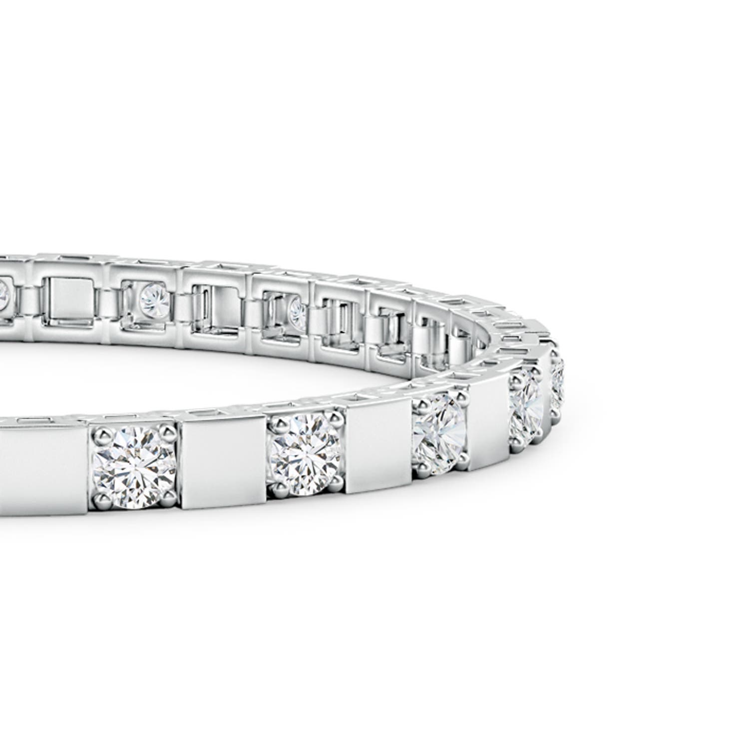 3.4mm HSI2 Diamond Square Link Stackable Bracelet in White Gold - side 1