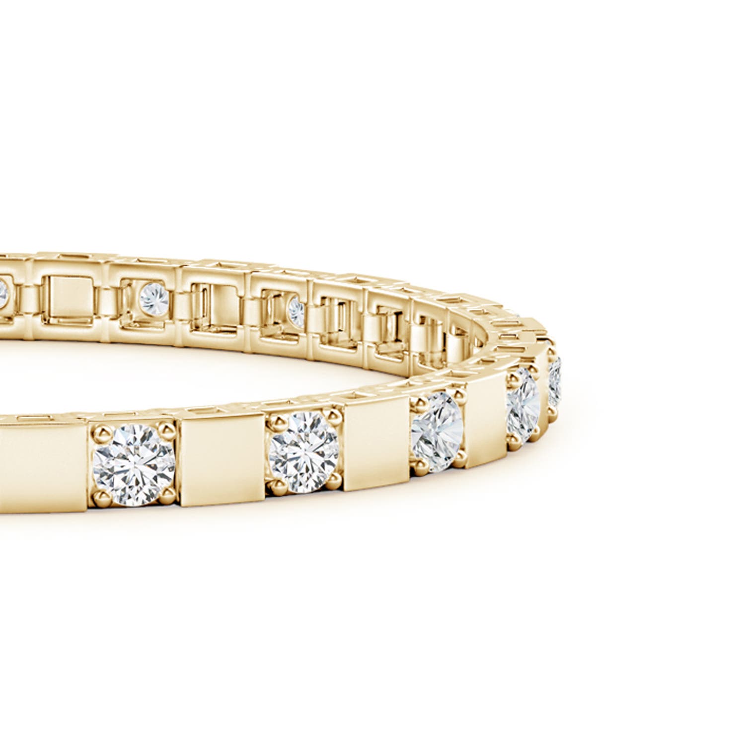 3.4mm HSI2 Diamond Square Link Stackable Bracelet in Yellow Gold