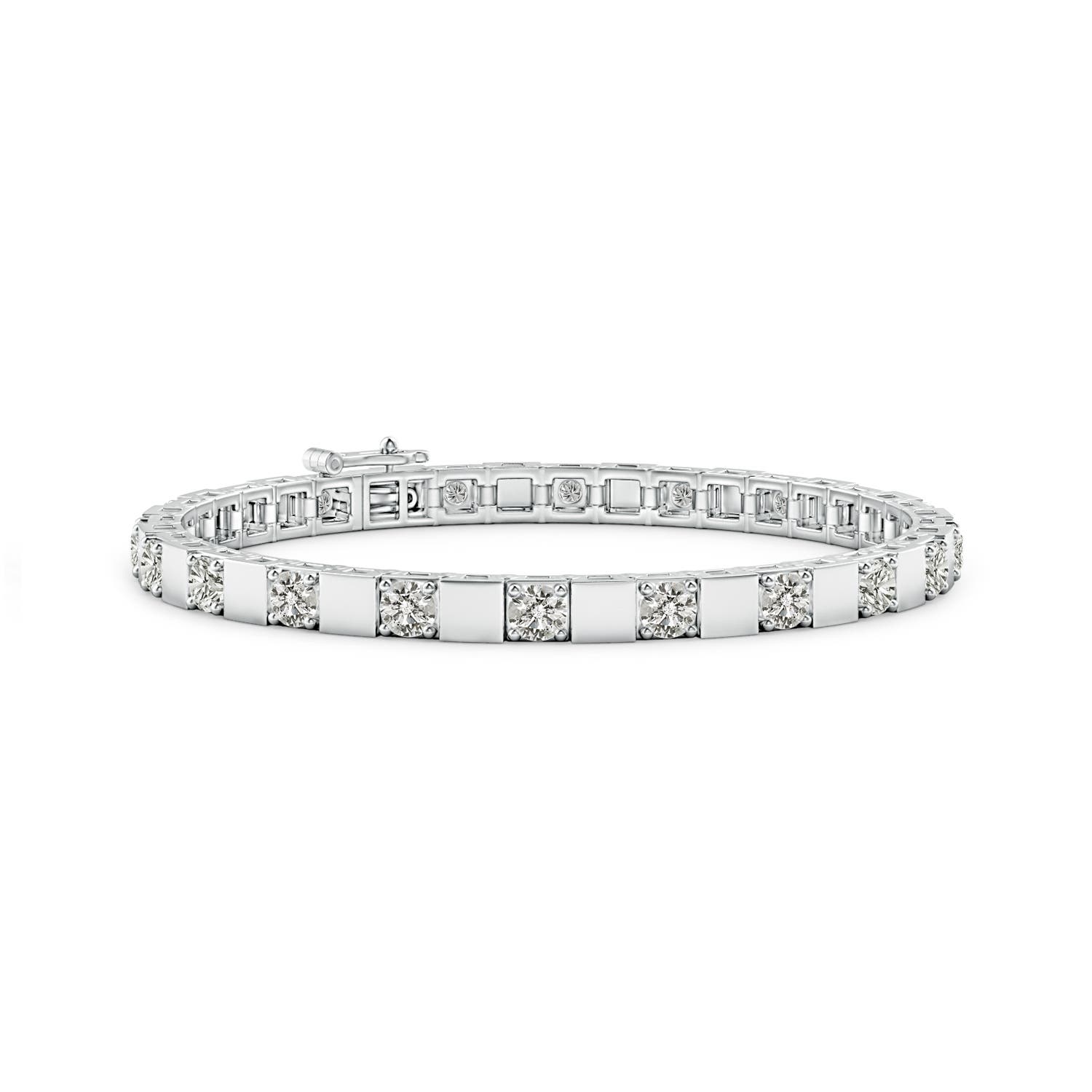 3.4mm KI3 Diamond Square Link Stackable Bracelet in White Gold