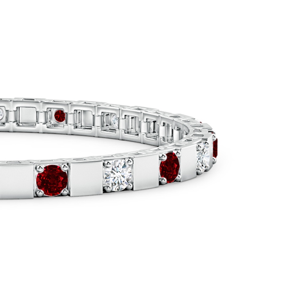 3.5mm Lab-Grown Ruby and Diamond Square Link Stackable Bracelet in White Gold side-1