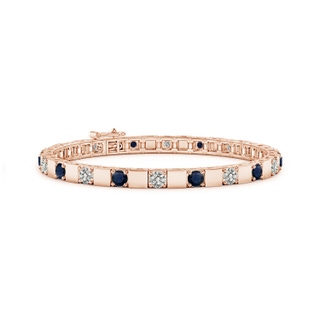 3.5mm A Sapphire and Diamond Square Link Stackable Bracelet in Rose Gold