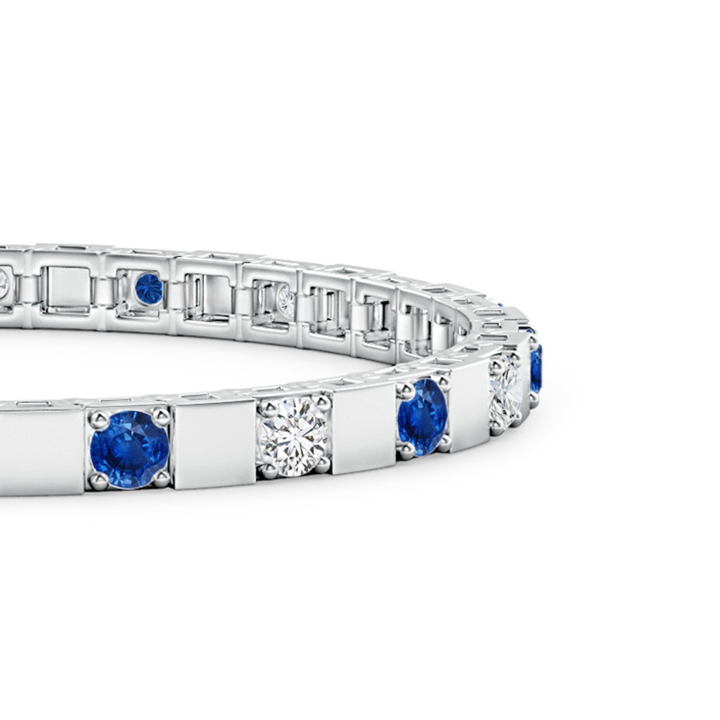 3.5mm AAA Sapphire and Diamond Square Link Stackable Bracelet in White Gold Side-1