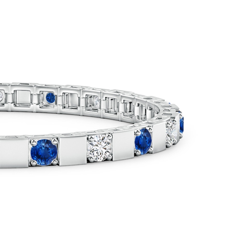 3.5mm AAA Sapphire and Diamond Square Link Stackable Bracelet in White Gold side-1