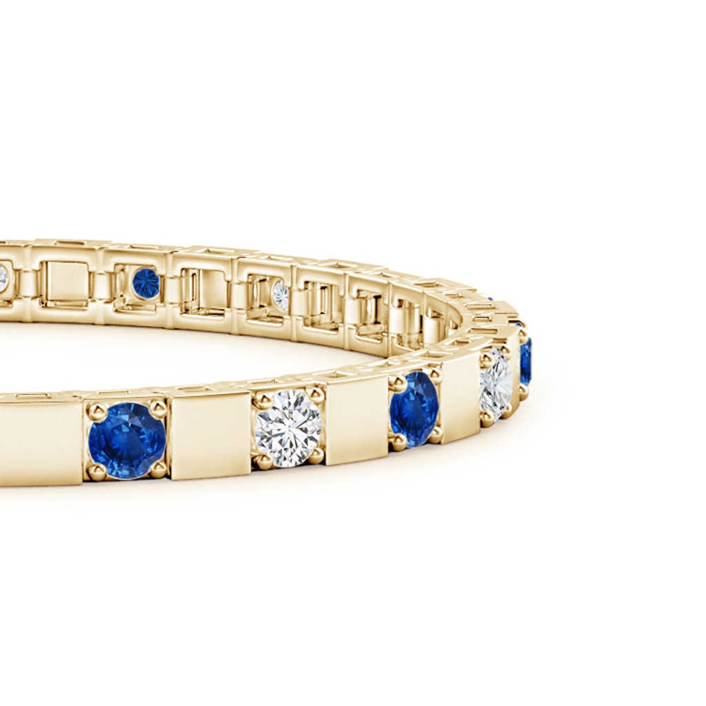 3.5mm AAA Sapphire and Diamond Square Link Stackable Bracelet in Yellow Gold Side-1