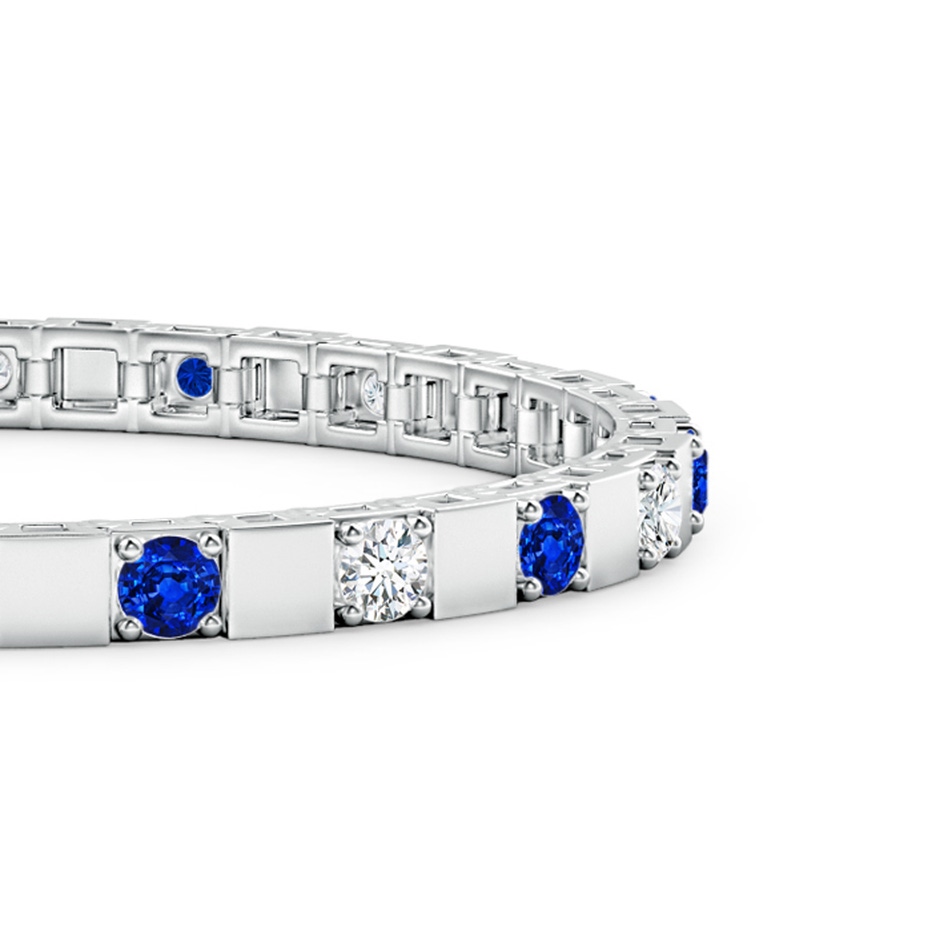 3.5mm Lab-Grown Sapphire and Diamond Square Link Stackable Bracelet in White Gold side-1