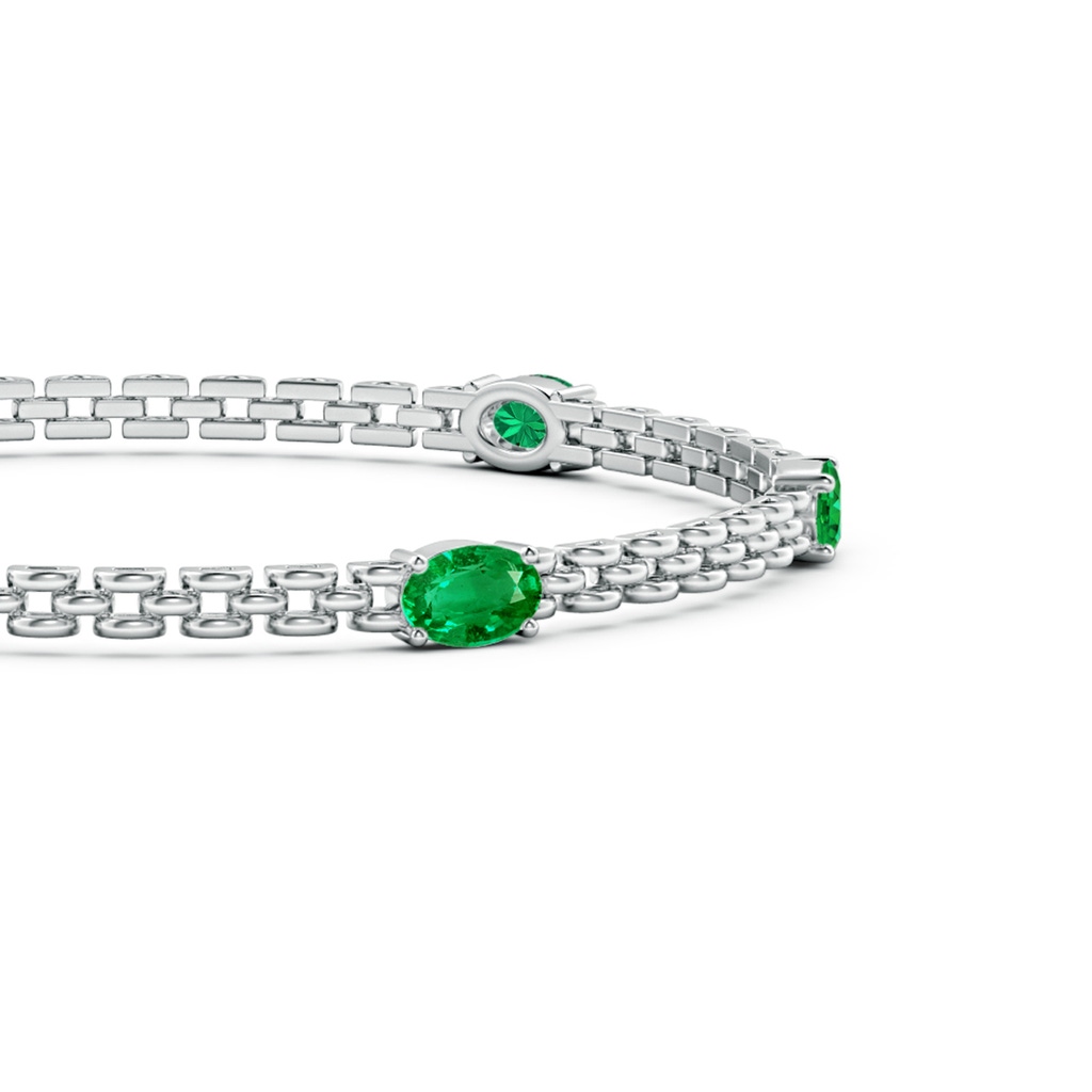 6x4mm AAA Five Stone Oval Emerald Station Link Bracelet in White Gold - side 1