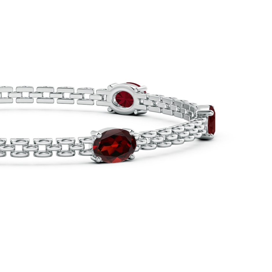 7x5mm AAA Five Stone Oval Garnet Station Link Bracelet in White Gold side 1