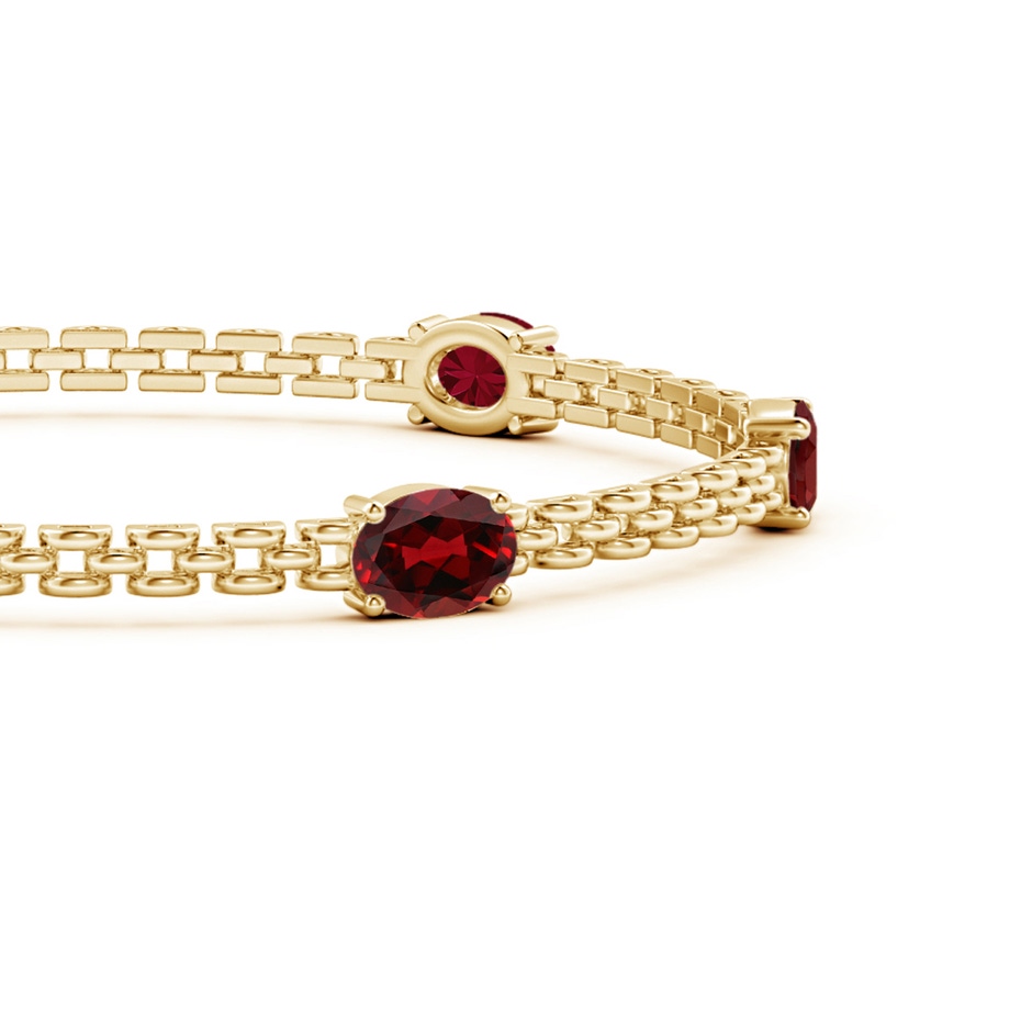 7x5mm AAAA Five Stone Oval Garnet Station Link Bracelet in Yellow Gold side 1