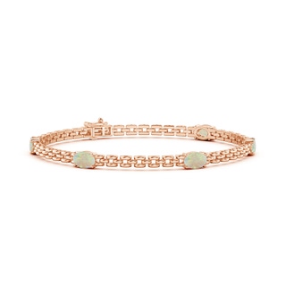 6x4mm AAA Five Stone Oval Opal Station Link Bracelet in Rose Gold