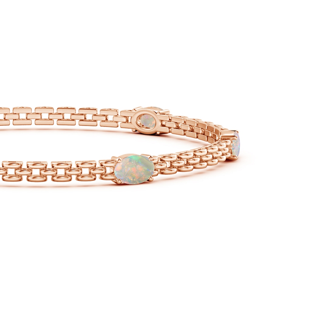 6x4mm AAAA Five Stone Oval Opal Station Link Bracelet in Rose Gold - side 1