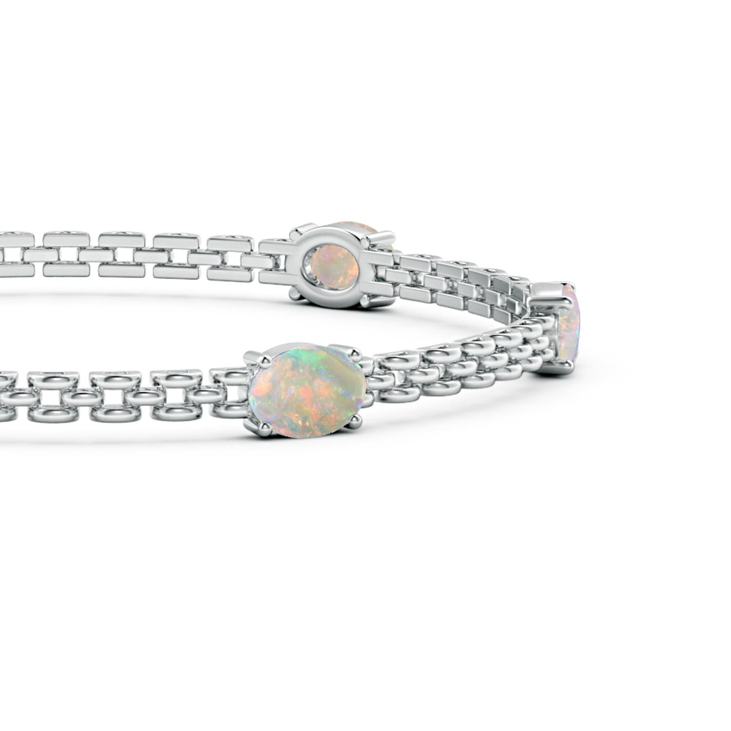 ANGARA 2.25 Ct Five Stone Oval Opal Station Link Bracelet in 14K Solid Gold