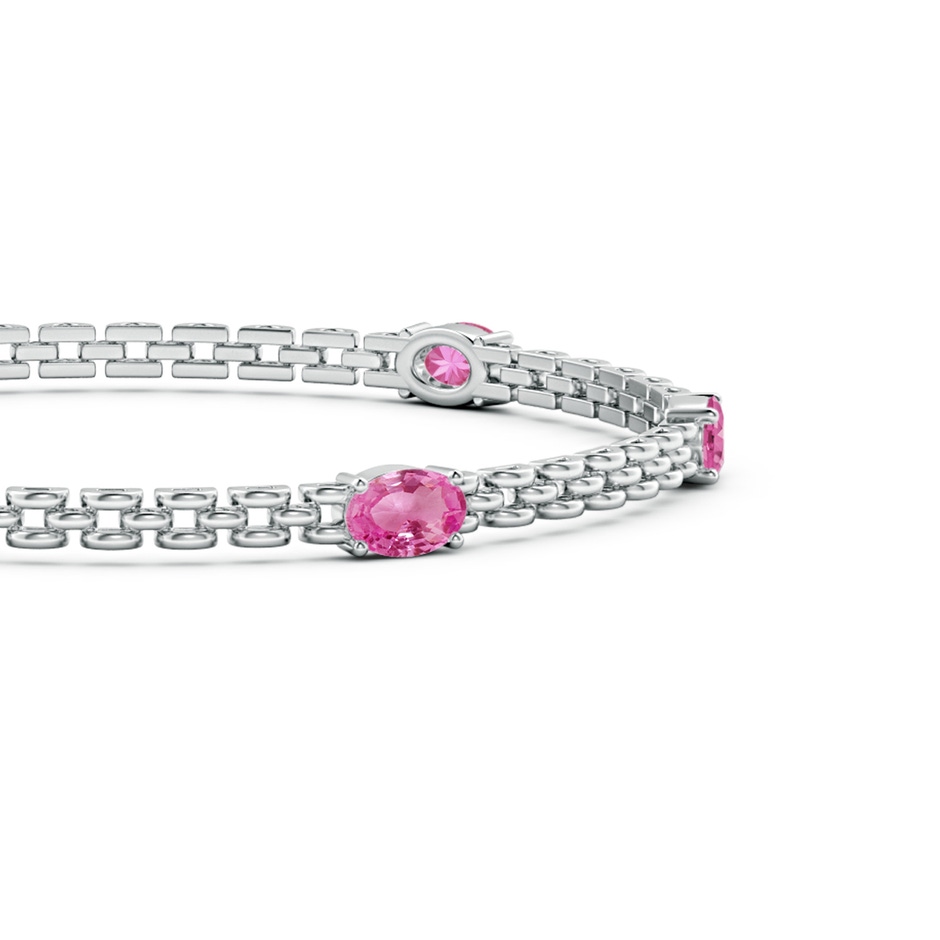 6x4mm AAA Five Stone Oval Pink Sapphire Station Link Bracelet in White Gold side 1