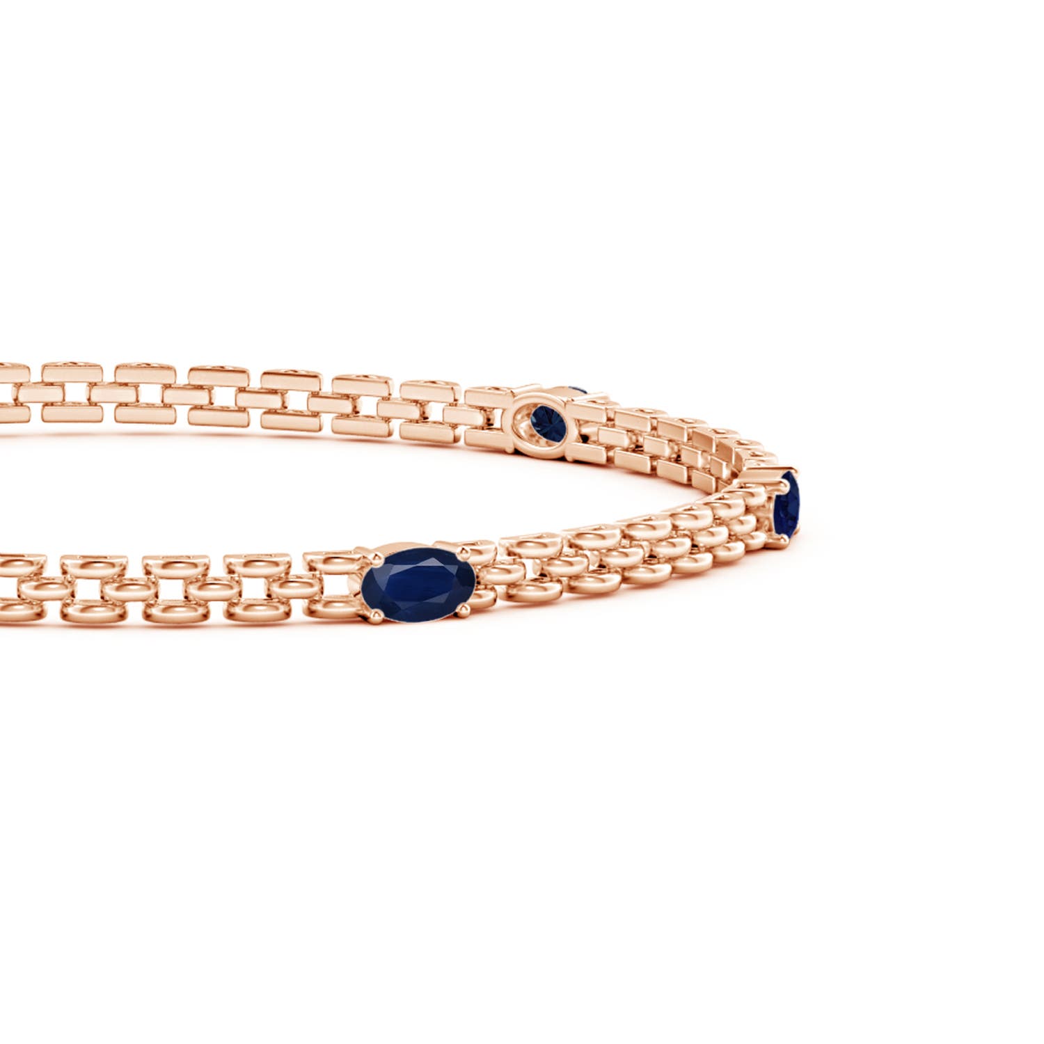 5x3mm A Five Stone Oval Sapphire Station Link Bracelet in Rose Gold
