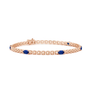 5x3mm AAA Five Stone Oval Sapphire Station Link Bracelet in Rose Gold