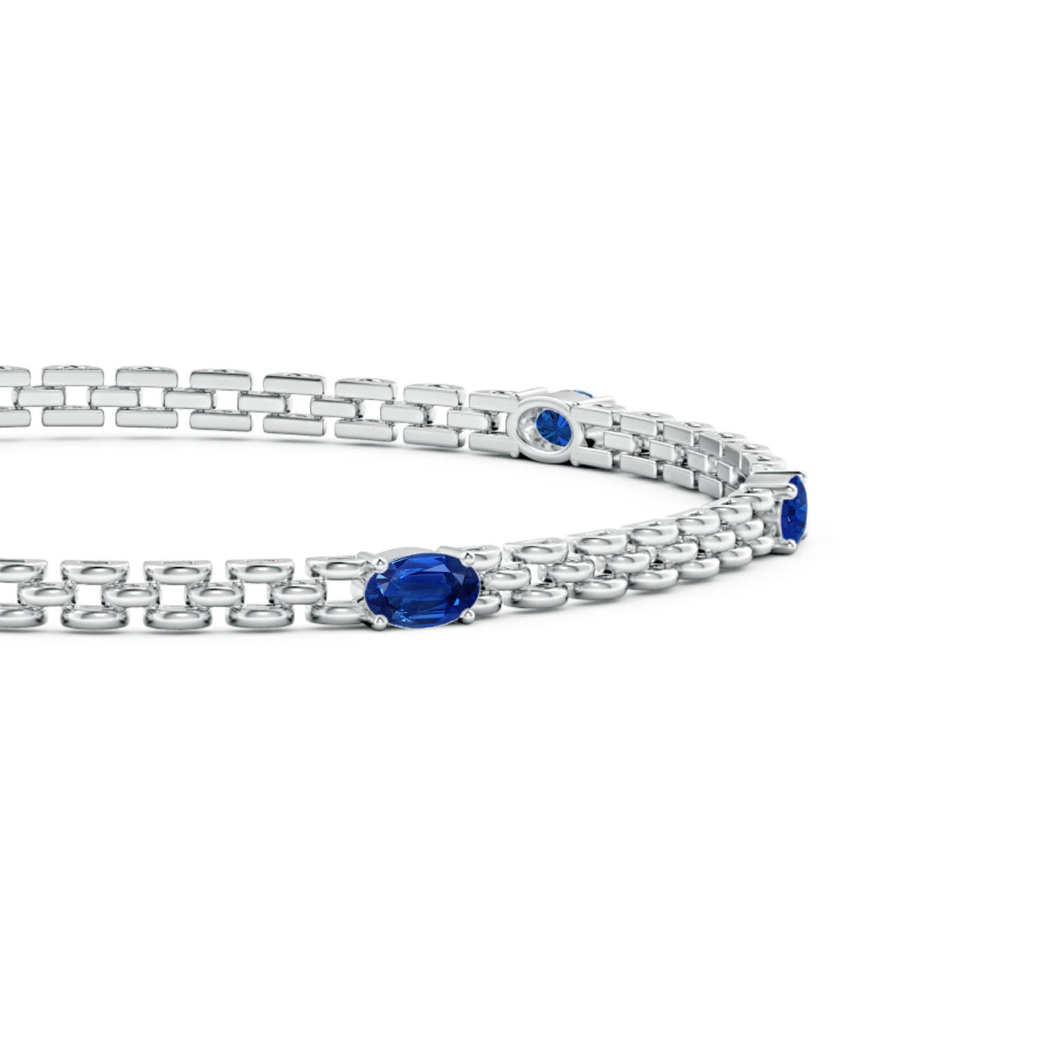 5x3mm AAA Five Stone Oval Sapphire Station Link Bracelet in White Gold - side 3