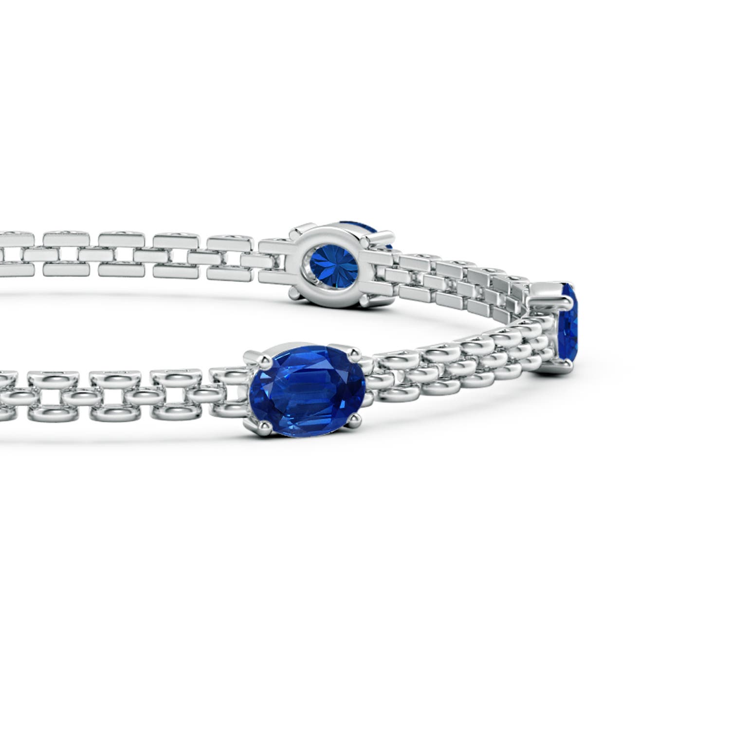 7x5mm AAA Five Stone Oval Sapphire Station Link Bracelet in White Gold
