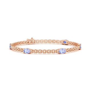 6x4mm A Five Stone Oval Tanzanite Station Link Bracelet in Rose Gold