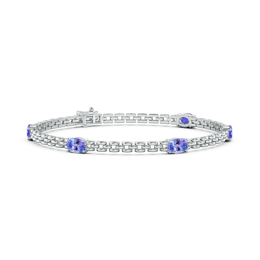 6x4mm AAA Five Stone Oval Tanzanite Station Link Bracelet in White Gold