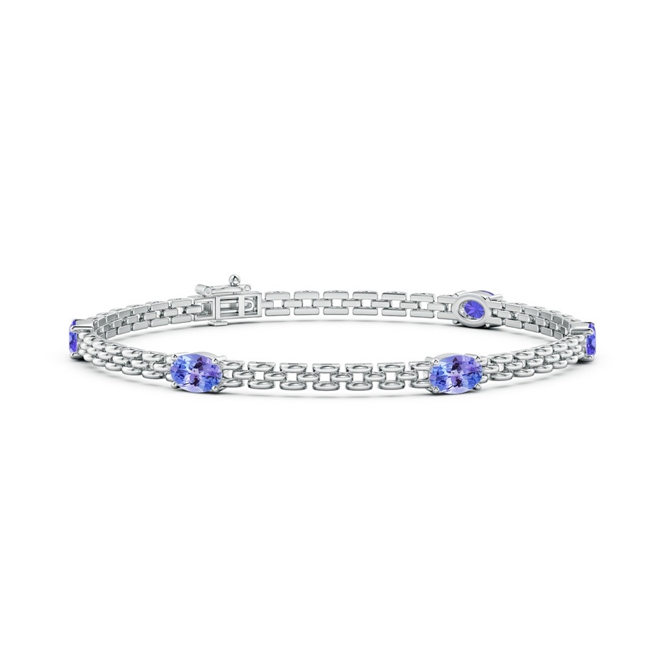 6x4mm AAA Five Stone Oval Tanzanite Station Link Bracelet in White Gold 