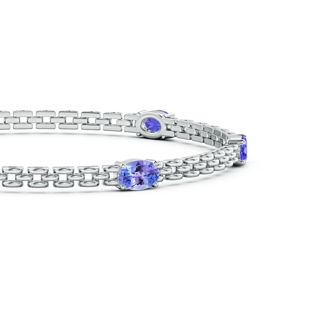 6x4mm AAA Five Stone Oval Tanzanite Station Link Bracelet in White Gold - side 1
