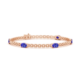 6x4mm AAAA Five Stone Oval Tanzanite Station Link Bracelet in Rose Gold