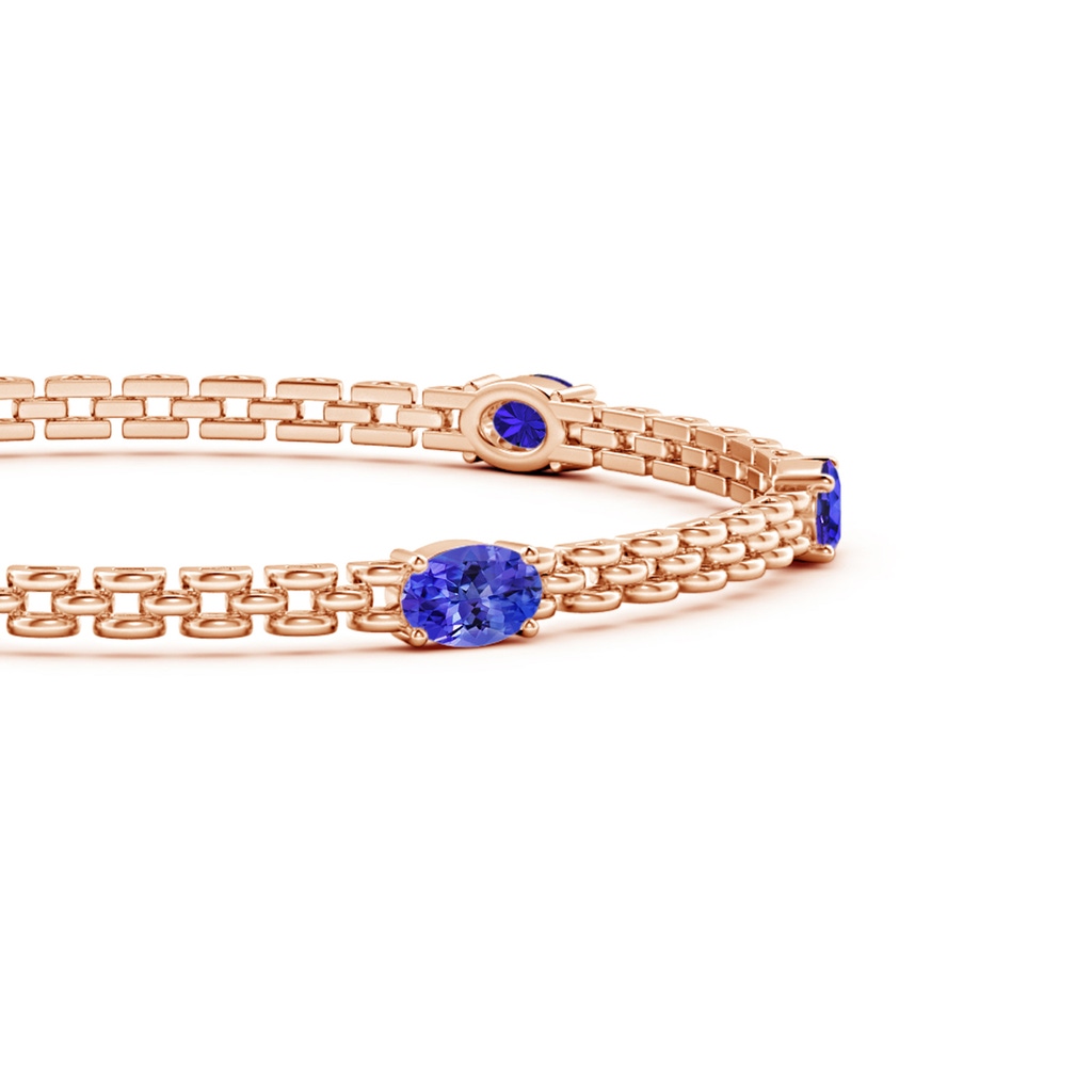 6x4mm AAAA Five Stone Oval Tanzanite Station Link Bracelet in Rose Gold - side 1