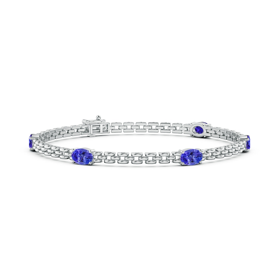 6x4mm AAAA Five Stone Oval Tanzanite Station Link Bracelet in White Gold 